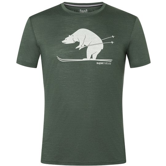 Supernatural M Skiing Bear Tee - Deep Forest/feather Grey - Miehet - M - Partioaitta