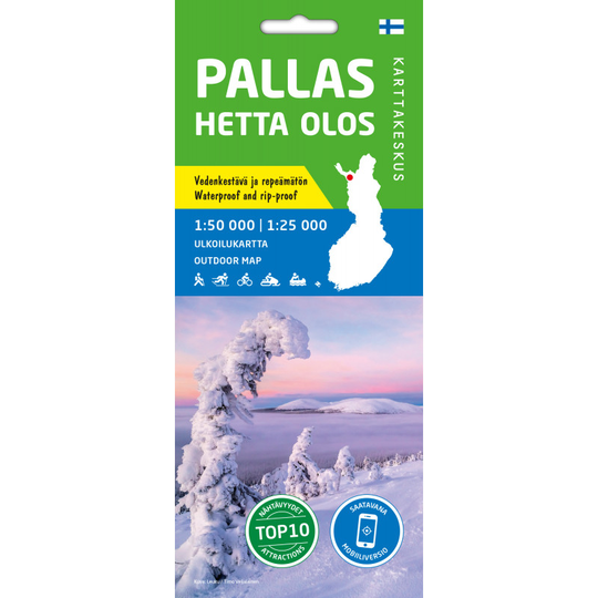 Karttakeskus Pallas Hetta Olos 1:50 000 / 1:25 000, ulkoilukartta 2021