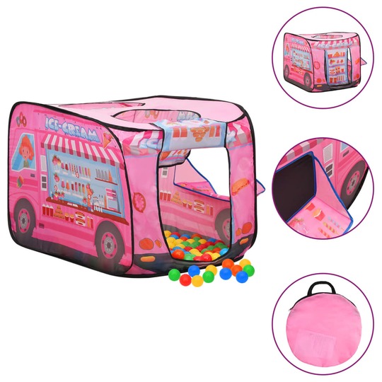 vidaXL Lasten leikkiteltta 250 pallolla pinkki 70x112x70 cm
