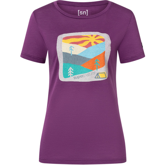 Supernatural W Mountain Art Tee - Purple Passion/various - Naiset - S - Partioaitta