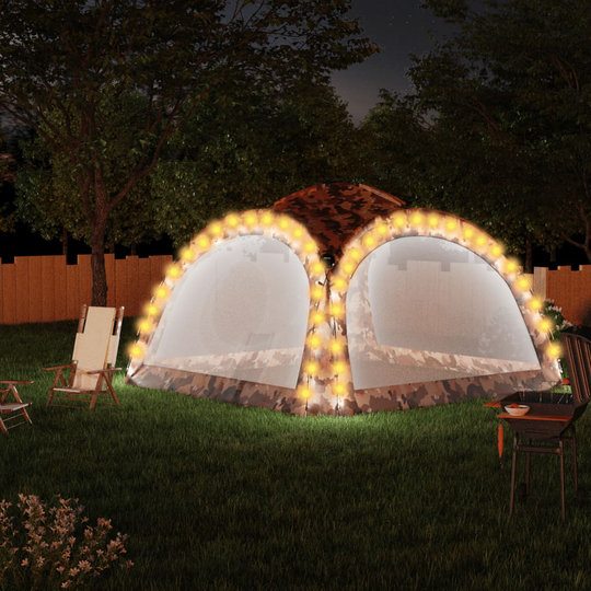 vidaXL Juhlateltta LED ja 4 sivuseinää 3,6x3,6x2,3 m maastokuvio