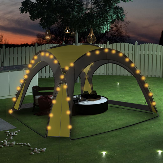 vidaXL Juhlateltta LED-valoilla ja 4 sivuseinää 3,6x3,6x2,3 m vihreä