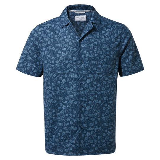 Craghoppers Passport Ss Shirt - Poseidon Blue Print - Miehet - M - Partioaitta