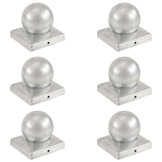 vidaXL Pallonmuotoiset tolpan kärjet 6kpl galvanoitu metalli 101x101mm