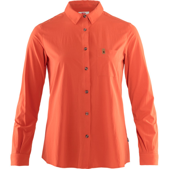 Fjällräven Övik Lite Shirt Ls W - Rowan Red - Naiset - L - Partioaitta