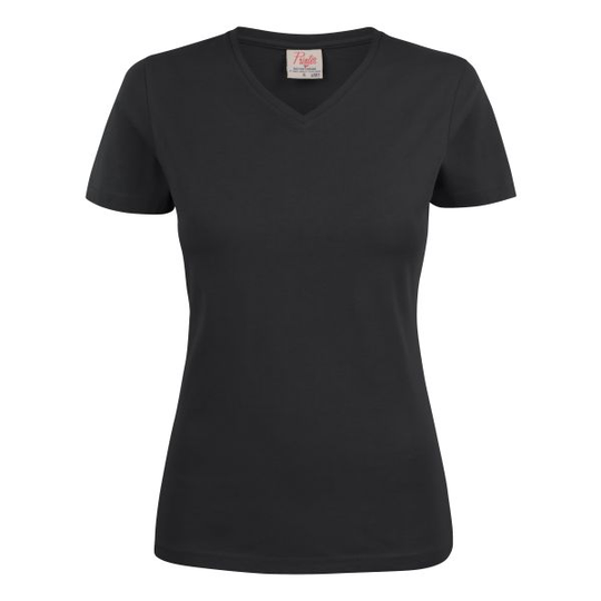 Printer Heavy V-neck Lady T-paita Musta XS