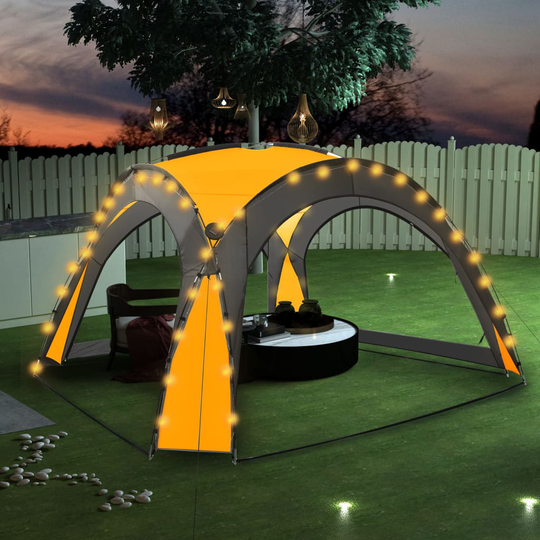 vidaXL Juhlateltta LED-valoilla ja 4 sivuseinää 3,6x3,6x2,3 m kelt.