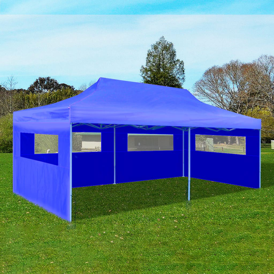 vidaXL Kokoontaitettava pop-up juhlateltta 3 x 6 m sininen