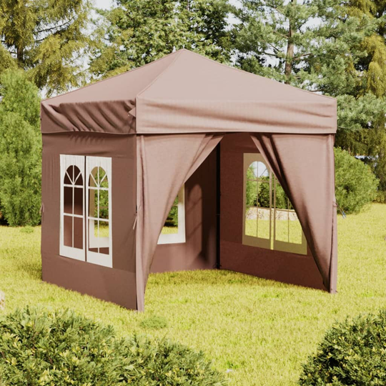 vidaXL Kokoontaittuva juhlateltta sivuseinillä taupe 2x2 m