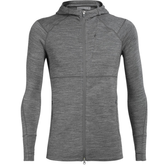 Icebreaker M Quantum Ii Ls Zip Hood - Gritstone Hthr - Miehet - L - Partioaitta