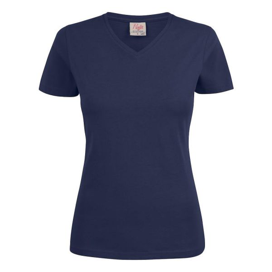 Printer Heavy V-neck Lady T-paita Laivastonsininen XS