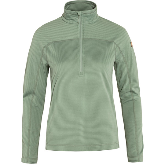 Fjällräven Abisko Lite Fleece Half Zip W - Misty Green - Naiset - L - Partioaitta