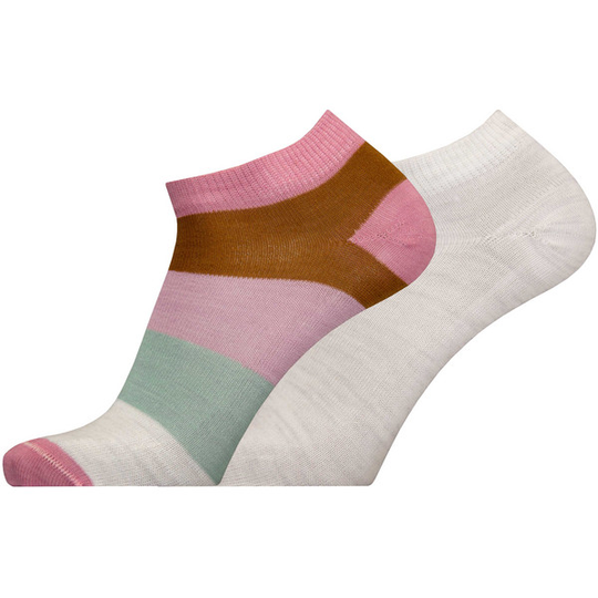 Sukkamestarit Merinovillasukat Sneaker 2-pack - Multiraita Pinkki-karamelli-wh - Unisex - 35-38 - Partioaitta