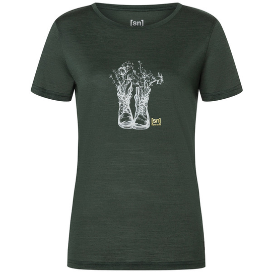 Supernatural W Blossom Boots Tee - Deep Forest/willow Brough/gold - Naiset - S - Partioaitta