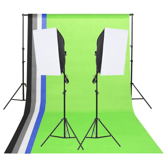 vidaXL Studiovalaistussarja taustakankailla ja softboxeilla