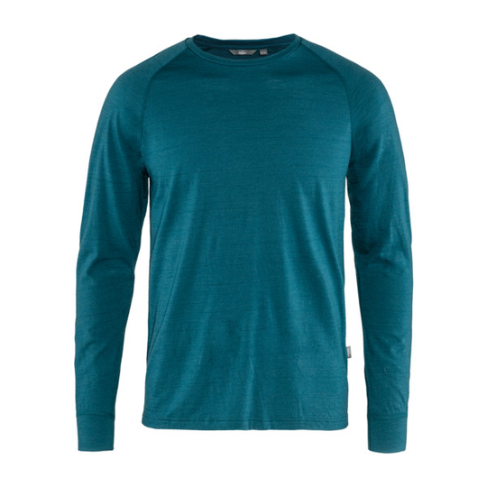 Tierra Woolpa Ls Tee M - Majolica Blue - Miehet - L - Partioaitta