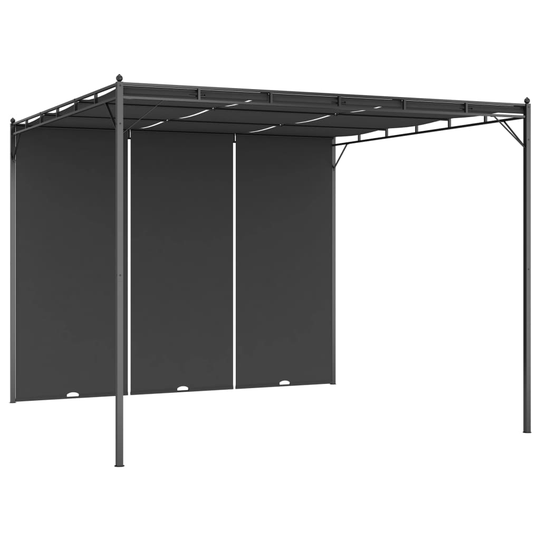 vidaXL Puutarhan huvimaja sivuverholla 3x3x2,25 cm antrasiitti