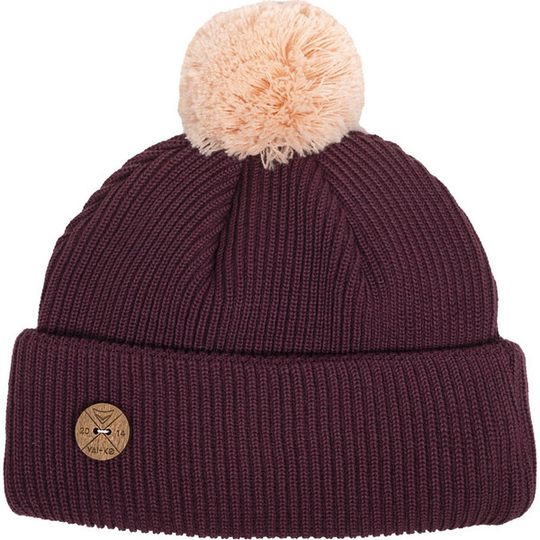 VAI-KO Timberjack Pom Beanie - Bordeaux Brown Salmon Pink Pom - Unisex - OneSize - Partioaitta