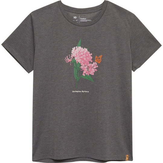 Tentree W Monarch Botanical T-shirt - Granite Grey Heather/cloud Whi - Naiset - XL - Partioaitta