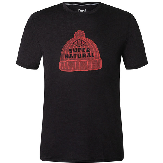 Supernatural M Beanie Tee - Jet Black Melange/aurora Red - Miehet - S - Partioaitta
