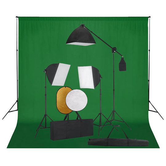 vidaXL Valokuvastudiosarja softbox-valot, taustakangas ja heijastin