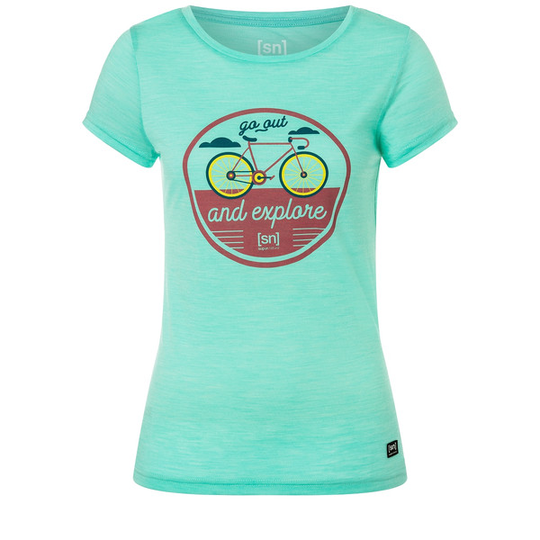 Supernatural W Explore Tee - Ice Green Melange/various - Naiset - S - Partioaitta