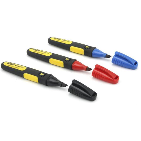STANLEY FatMax 0-47-315 Merkintäkynä leveä kärki, 3 kpl, musta/punainen/sininen