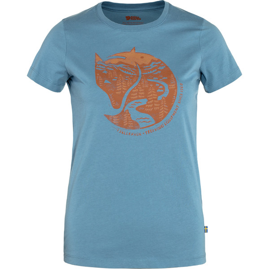 Fjällräven Arctic Fox Print T-shirt W - Dawn Blue-terracotta Brown - Naiset - L - Partioaitta