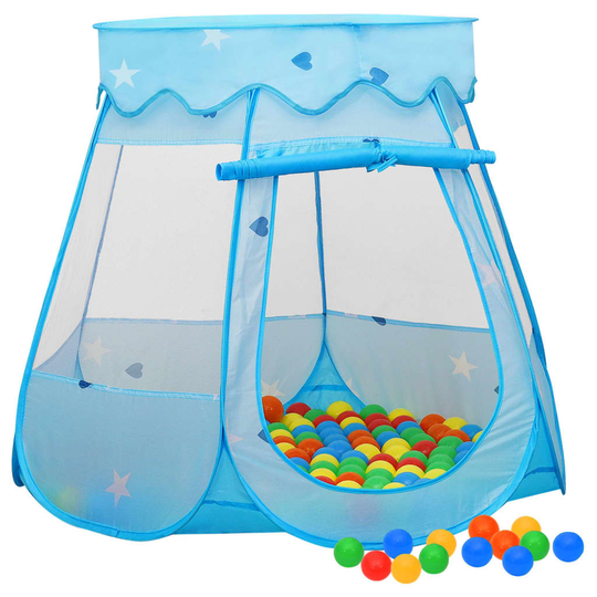 vidaXL Lasten leikkiteltta 250 pallolla sininen 102x102x82 cm